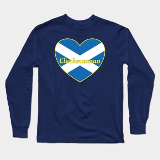 Clackmannan Scotland UK Scotland Flag Heart Long Sleeve T-Shirt